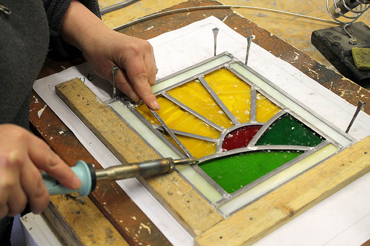 Soldering - Stained Glass workshop - Llandysul