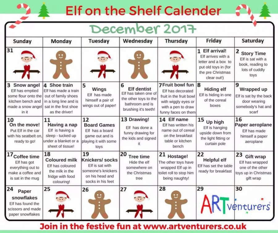 Elf on the Shelf calendar
